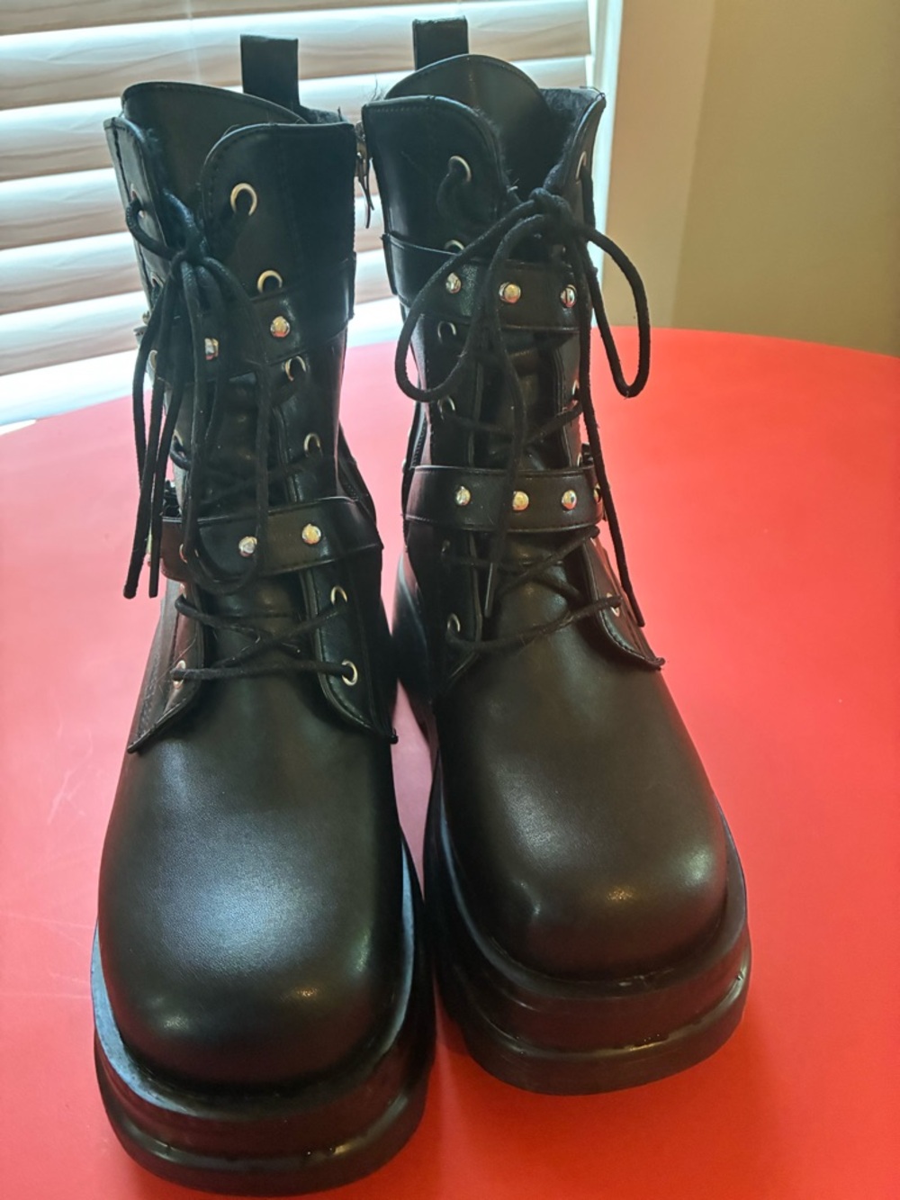 Black Lace-Up Platform Combat Boots